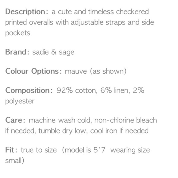 Sadie & Sage Brown and Cream Gingham Jumpsuit with Wide Leg NWT - Picture 7 of 10